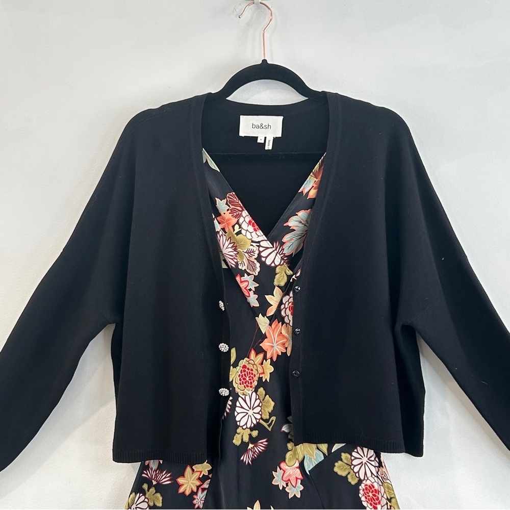 ba&sh Cropped Santana Knit Cardigan With Rhinestone Buttons - Picture 9 of 13